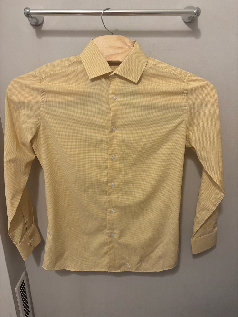 State & Liberty Button Down Shirt M Athletic Fit Yellow Gingham Check Plaid